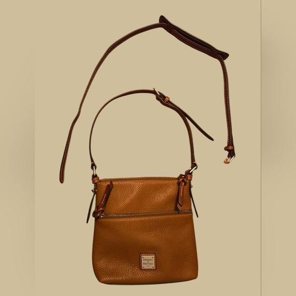 Dooney & Bourke Pebble Leather Letter Carrier Crossbody – Caramel - Picture 8 of 11
